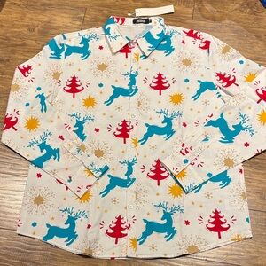 Festive Patterned Men's Casual Button Down Shirt